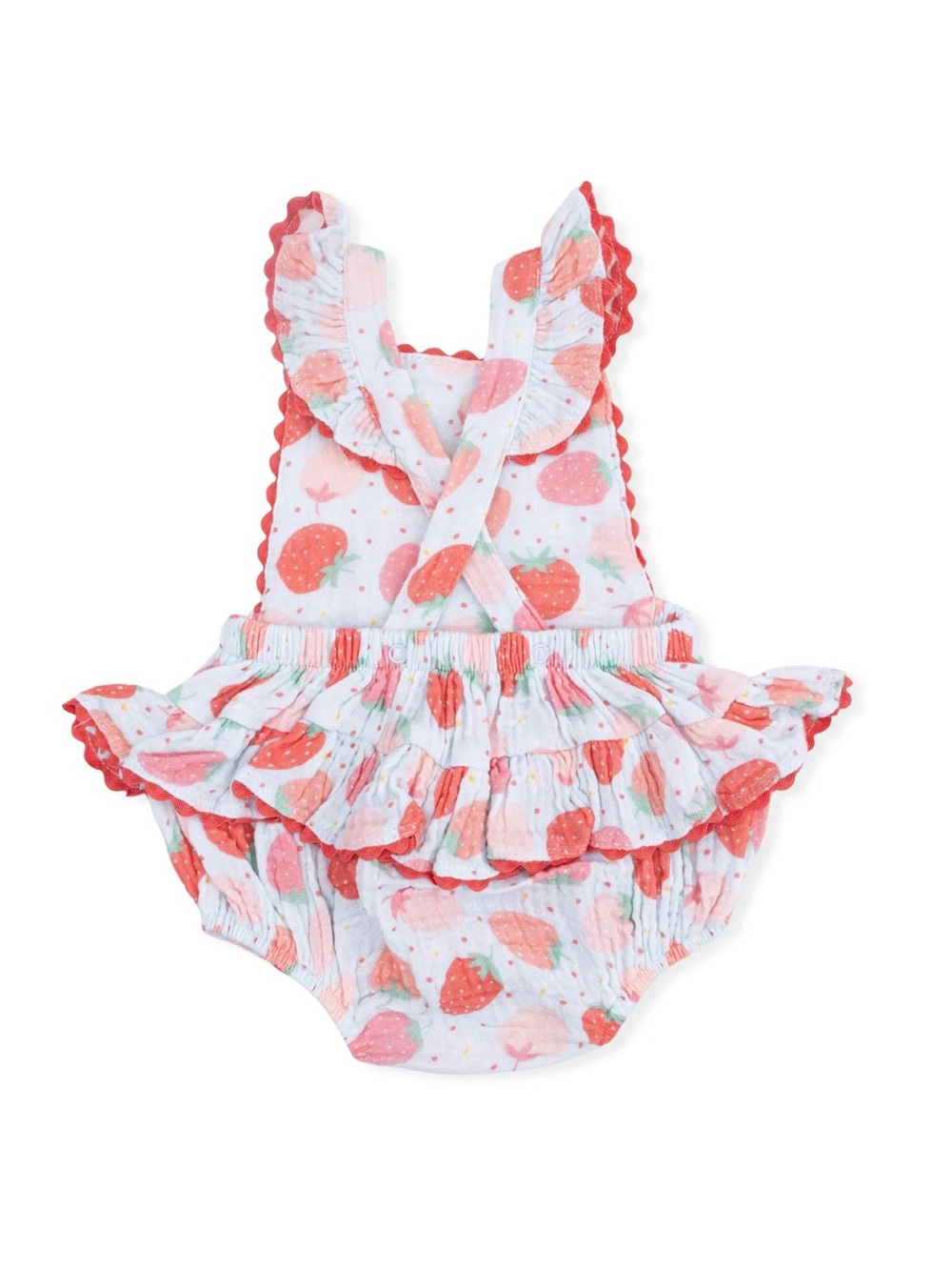 Strawberry Bliss Ric Rac Ruffle Sunsuit by Angel Dear - Picture 2 of 3